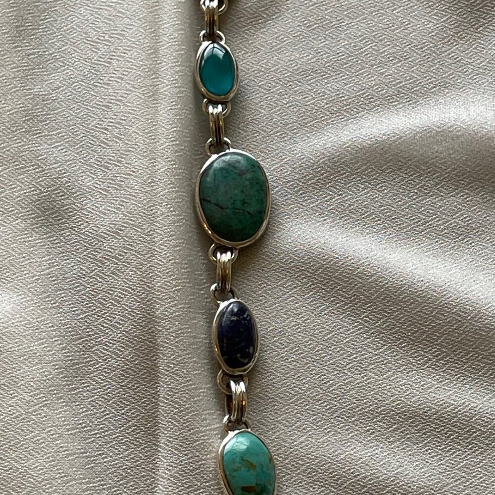 Barse Turquoise, Lapis and Green Glass necklace, bracelet and earrings set - Picture 14 of 16